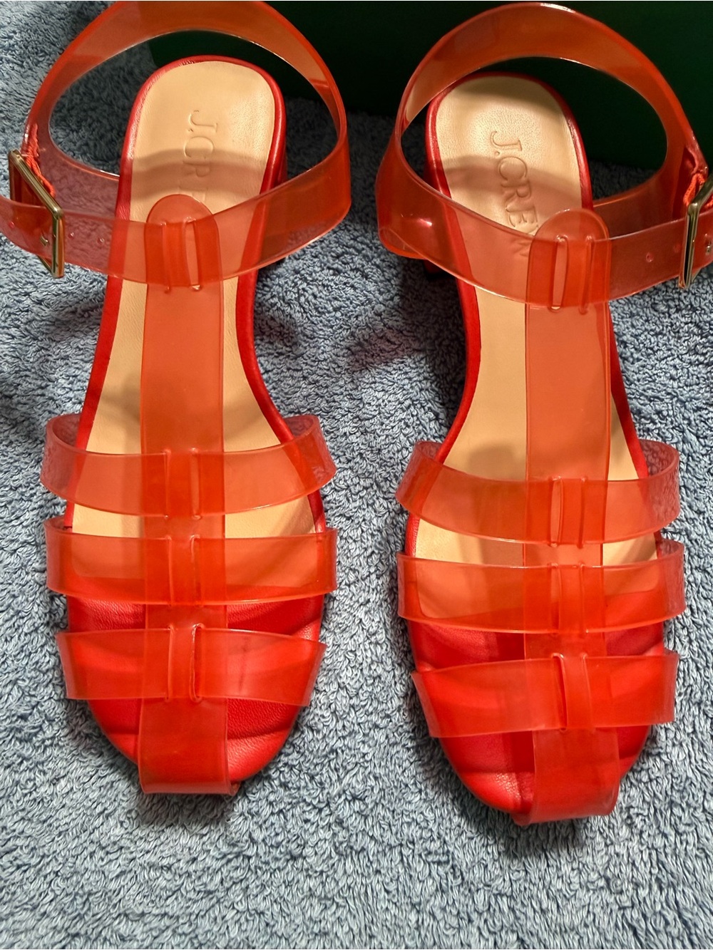 J. Crew Red Translucent Jelly Ankle-Strap Sandals